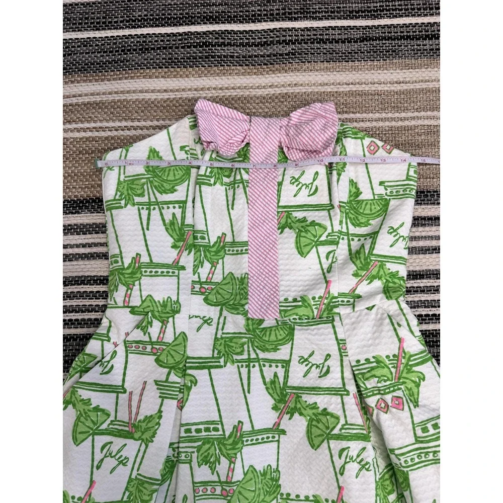 Lilly Pulitzer Dress Women's 4 Mint Julep Derby Strapless Bow Green Pink White - Picture 10 of 16